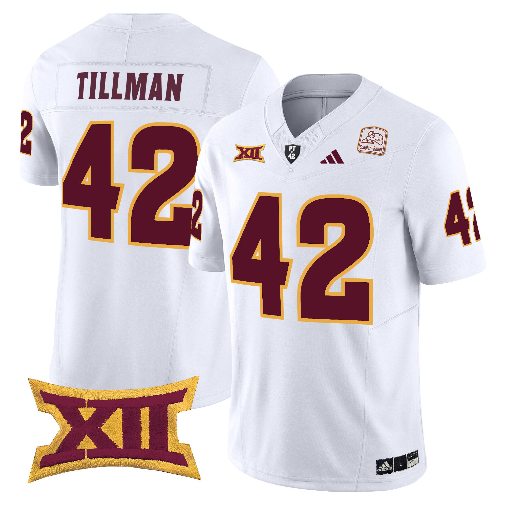 Men Arizona State Sun Devils #42 Tillman White Red 2024 Vapor Limited NCAA Jersey